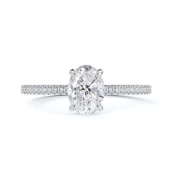 De Beers Forevermark .56ct F SI1 Oval Diamond in "Micaela's Delicate" Engagement Ring
