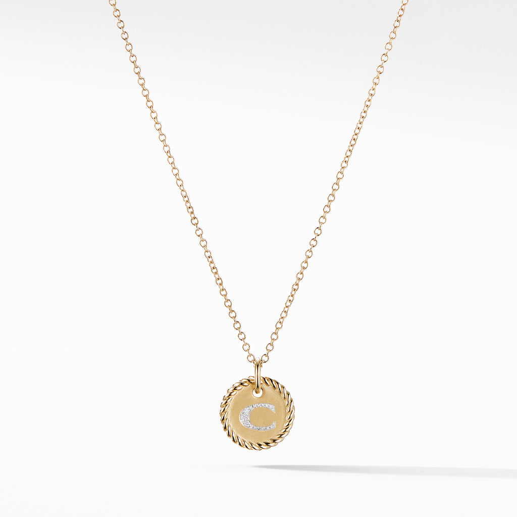 Initial "C" Charm Necklace with Diamonds in 18K Gold