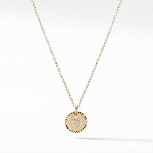 Initial "D" Charm Necklace with Diamonds in 18K Gold