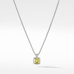 Châtelaine Pave Bezel Pendant Necklace with Lemon Citrine and Diamonds mm