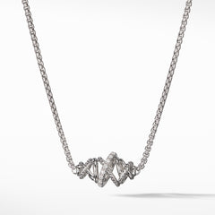 Crossover Single Station Necklace with Diamonds