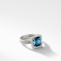 Chatelaine® Pave Bezel Ring with Hampton Blue Topaz and Diamonds