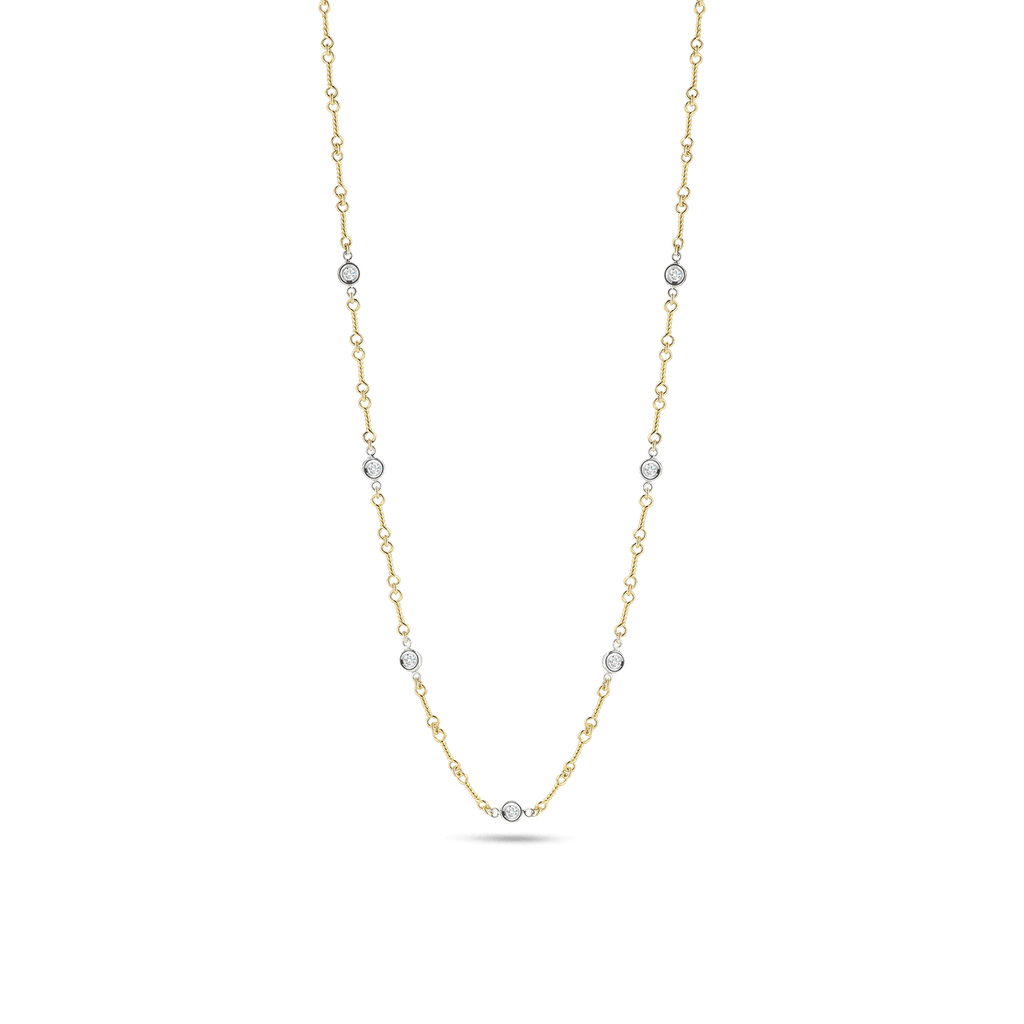 Roberto Coin 18K Yellow Gold Bezel Set Station Necklace with Diamonds