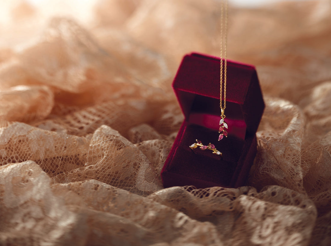 birthstone necklace in jewelry box