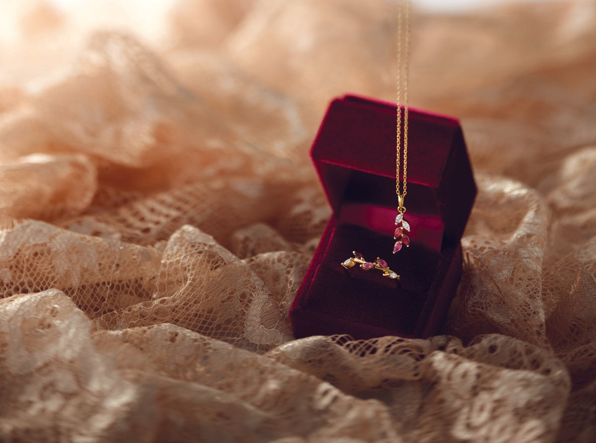 birthstone necklace in jewelry box