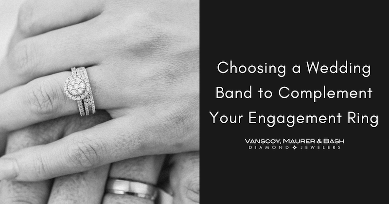 Woman and man's hands overlapping each other, advice on choosing a wedding band, graphic from Vanscoy, Maurer & Bash Diamond Jewelers in Lancaster, PA