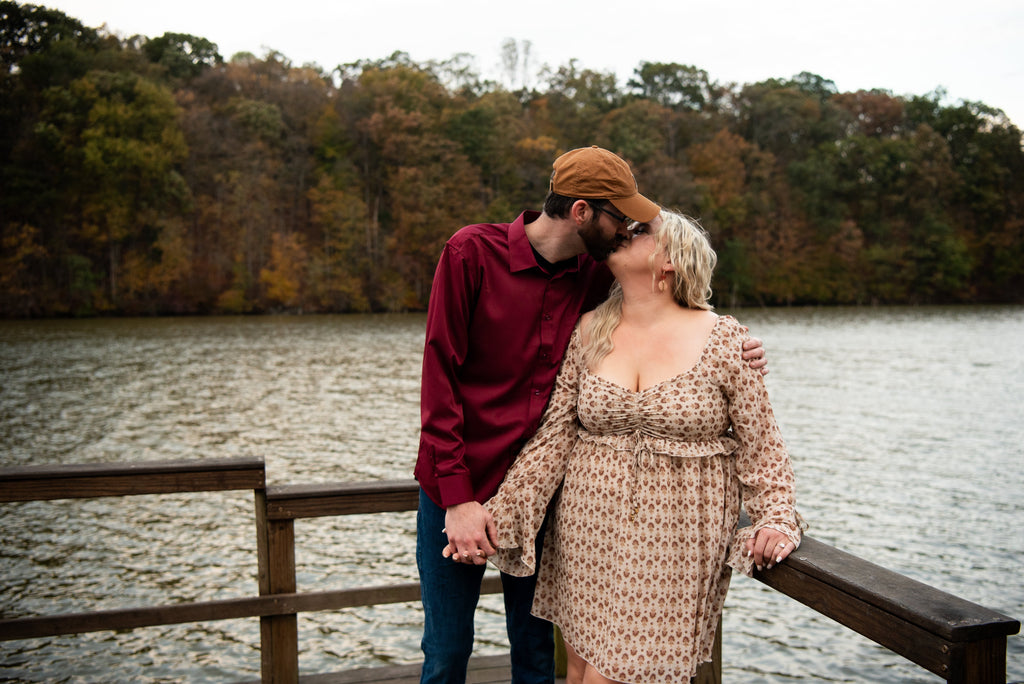engaged couple embracing