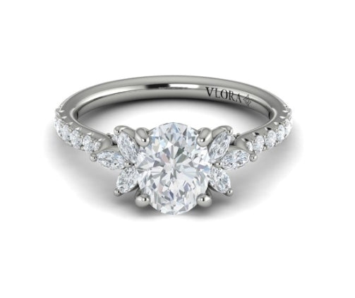 Vlora White Gold Diamond Marquise Trio Engagement Ring Mounting