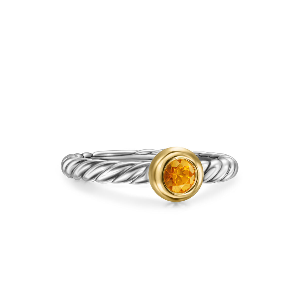 David Yurman Sterling Silver and Yellow Gold Citrine Modern Cable Stone Ring