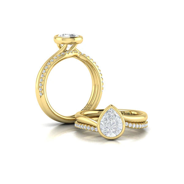 Vlora Yellow Gold Bezel Bypass Engagement Ring Mounting