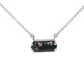 White Gold Tablet Cut Hematite Pendant Necklace