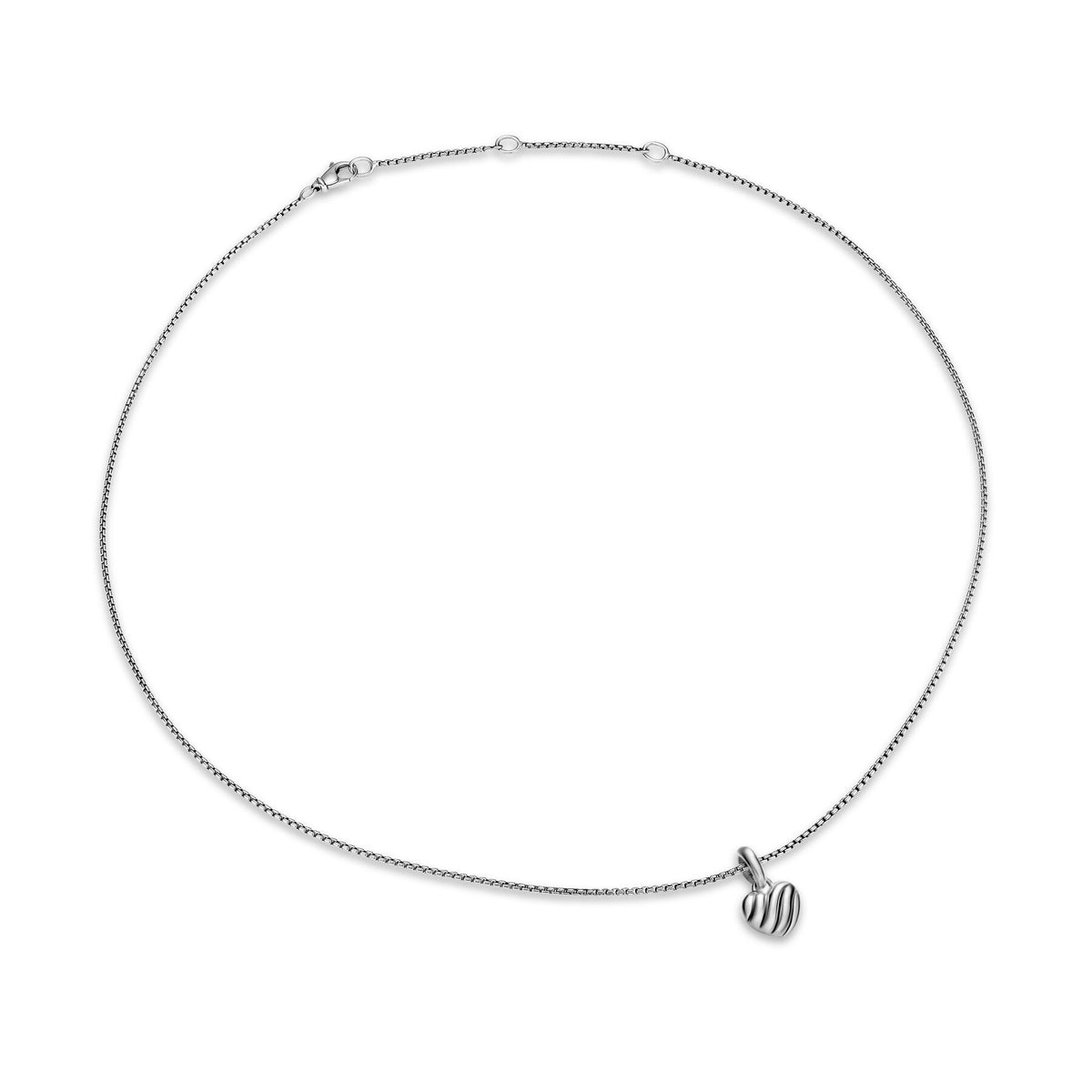 David Yurman Sterling Silver Petite Puffy Cable Heart Necklace
