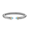 David Yurman Sterling Silver and Yellow Gold 6 mm Cable Flex Sky Blue Topaz Bracelet