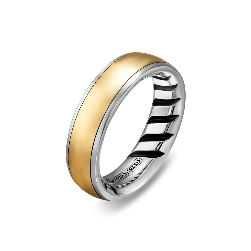 David Yurman Silver and Yellow Gold Streamline Cable Band Ring