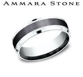 Benchmark White Gold and Black Titanium Bevel Edge Satin Center Wedding Band