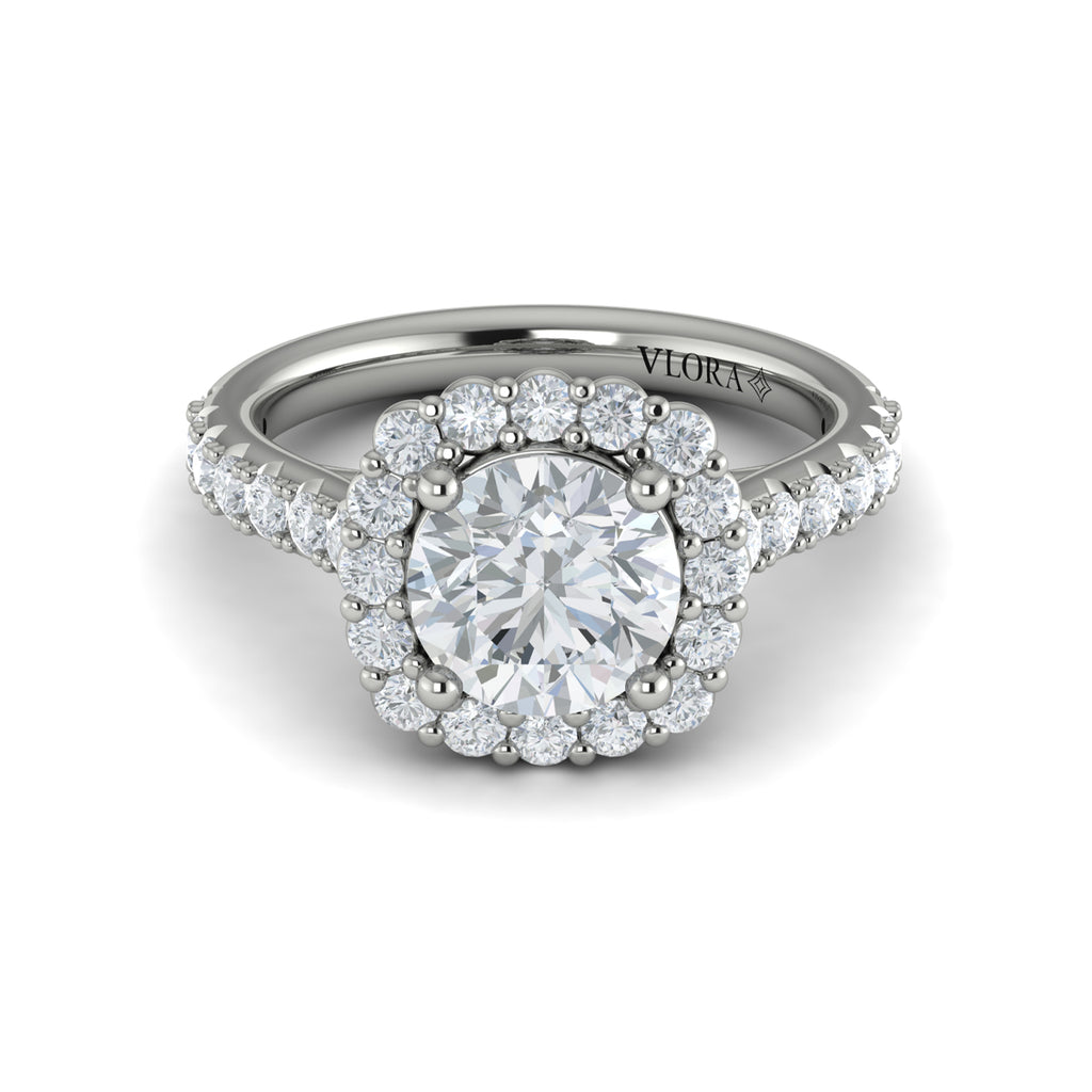 Vlora White Gold Diamond Round Halo Engagement Ring Mounting