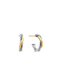 David Yurman Sterling Silver and Yellow Gold Petite Infinity Huggie Hoop Earrings