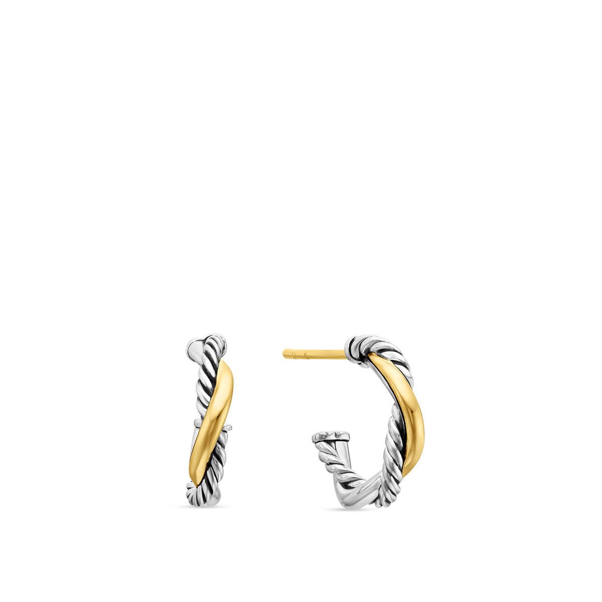 David Yurman Sterling Silver and Yellow Gold Petite Infinity Huggie Hoop Earrings