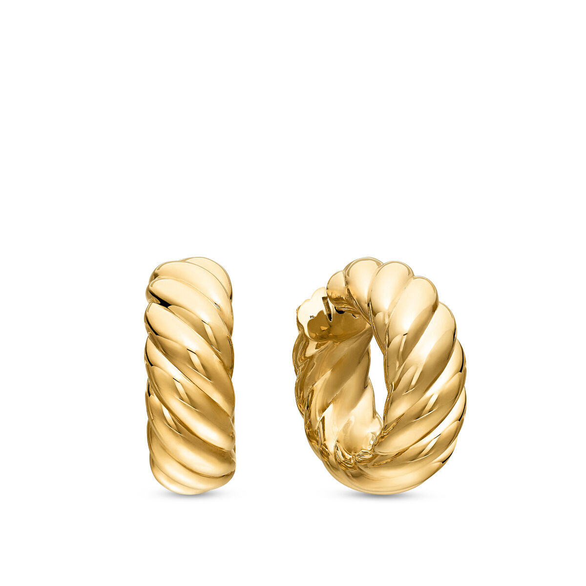 David Yurman Yellow Gold 9 mm Sculpted Cable Hoop Earrings
