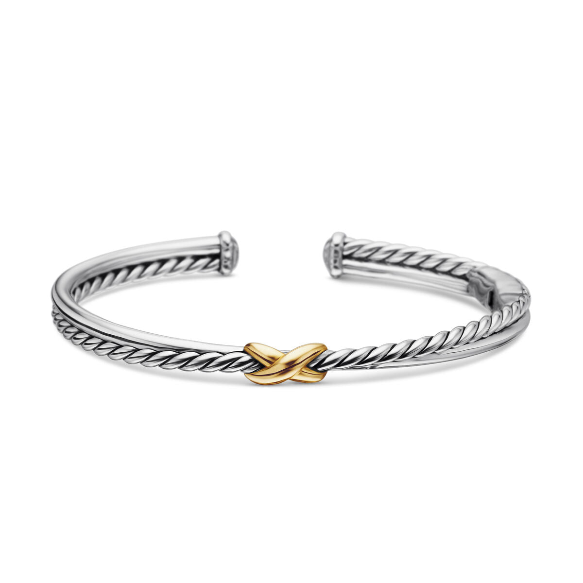 David Yurman Sterling Silver and Yellow Gold Petite X Bracelet