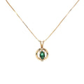 Estate Yellow Gold Emerald Diamond Circle Necklace