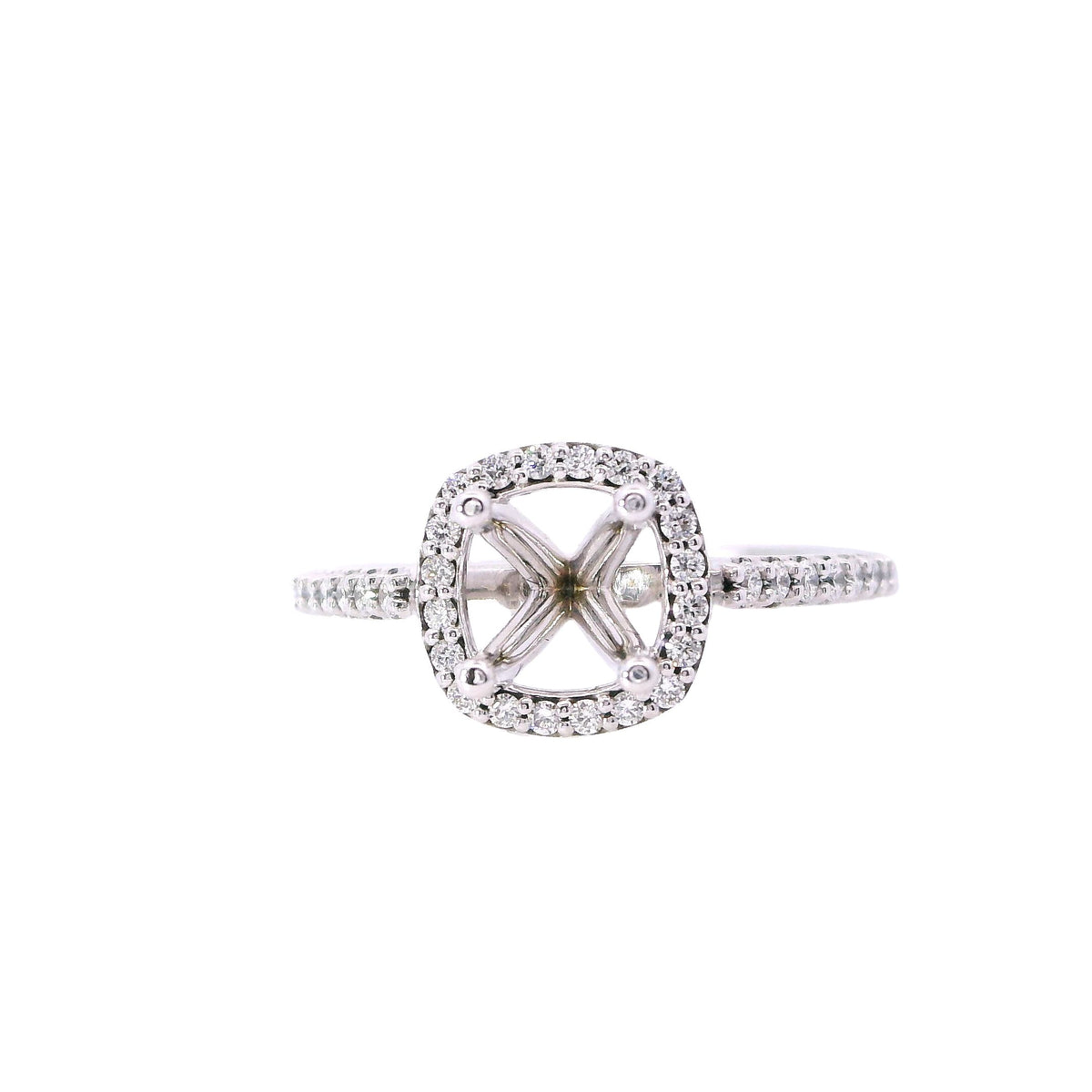 White Gold Cushion Halo Diamond Engagement Ring