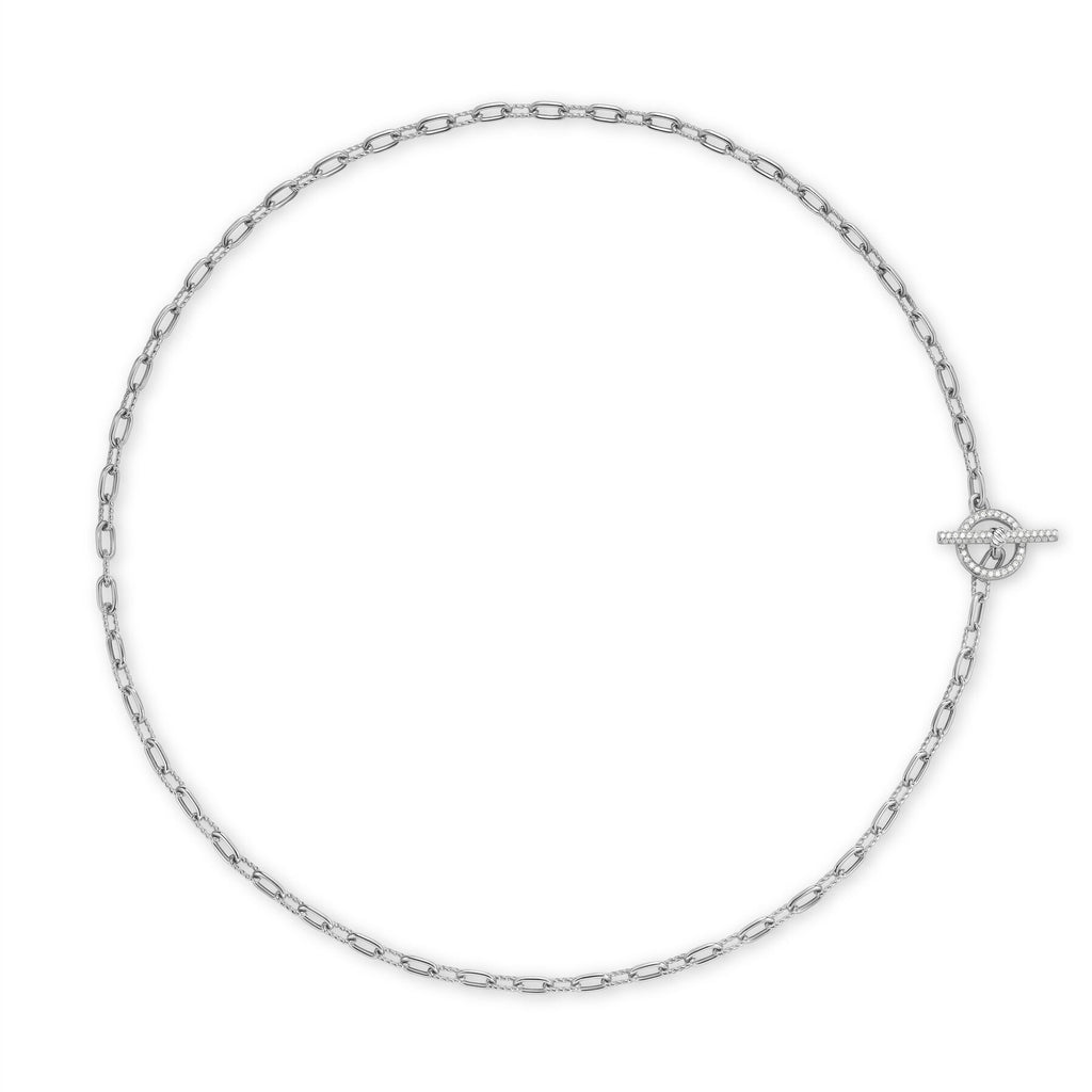 David Yurman Silver Madison Pavé Diamond Toggle Necklace