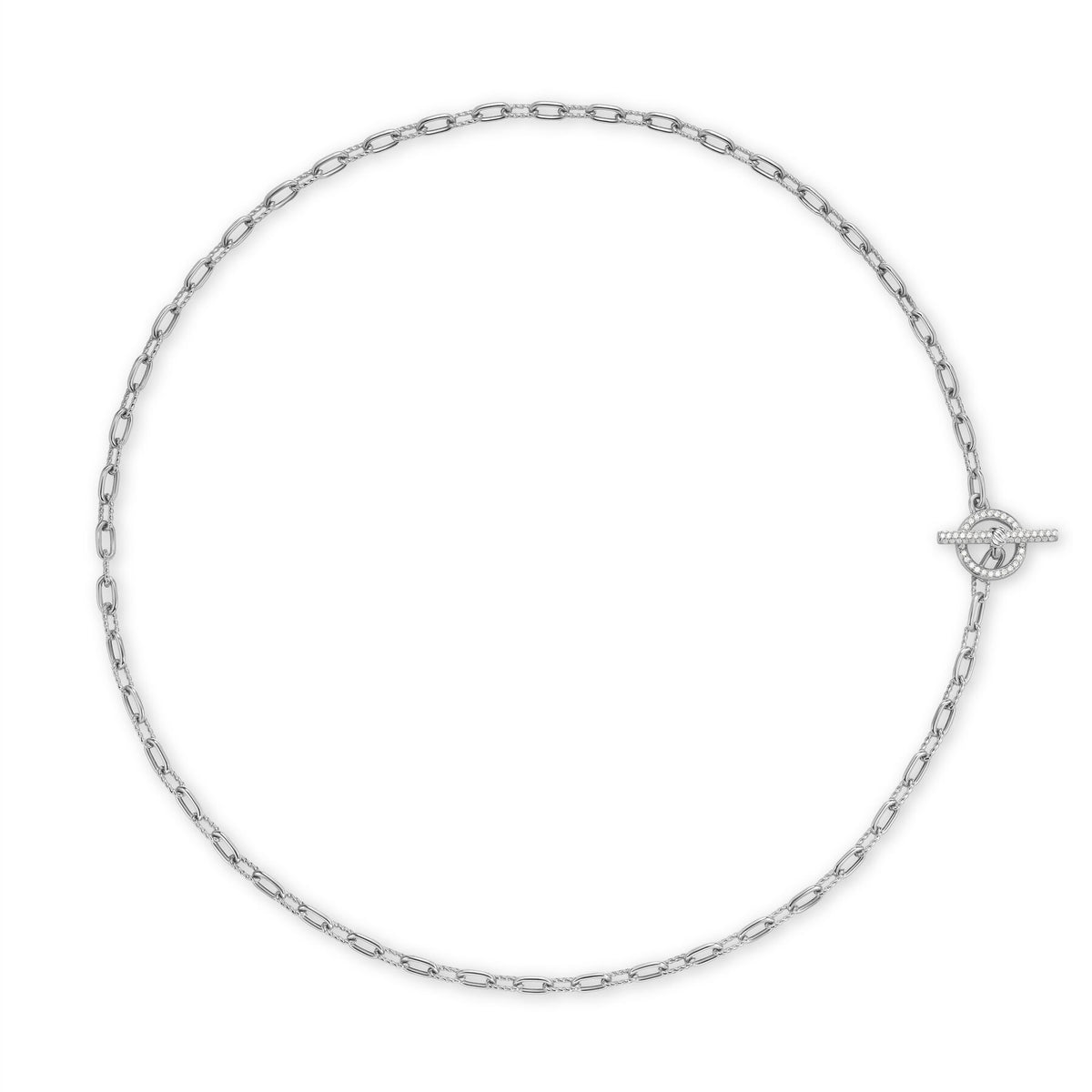 David Yurman Silver Madison Pavé Diamond Toggle Necklace