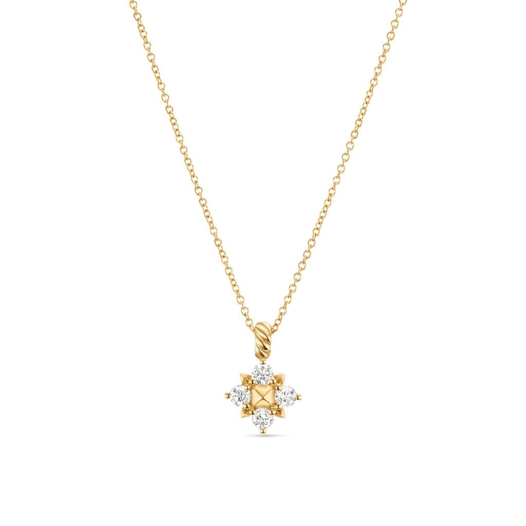 David Yurman Yellow Gold Petite Modern Renaissance Diamond Pyramid Necklace