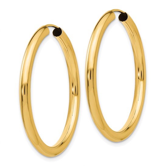 Yellow Gold 3 mm Polished Endless Hoop Earrings