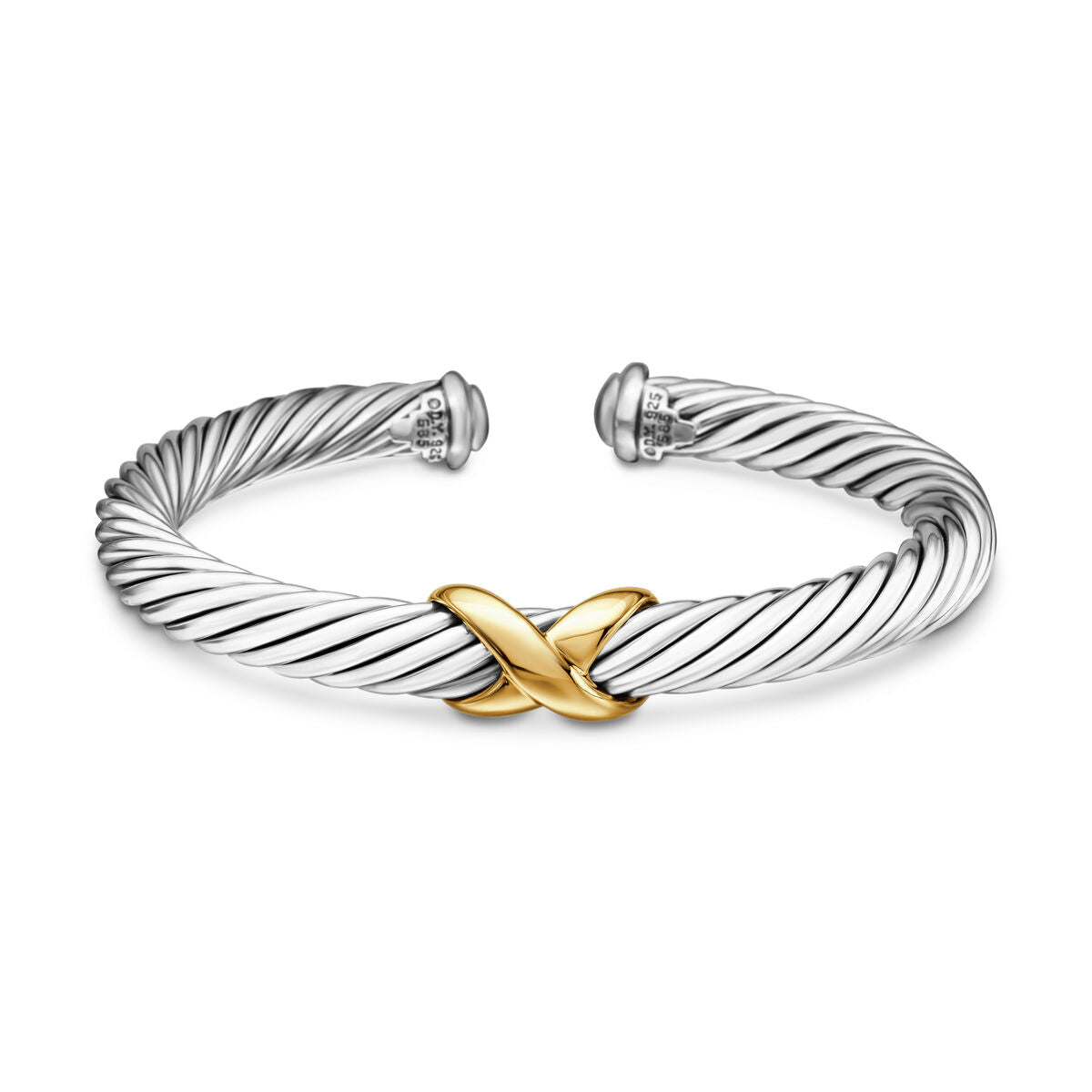 David Yurman Sterling Silver and Yellow Gold Classic Cable X Station Bracelet
