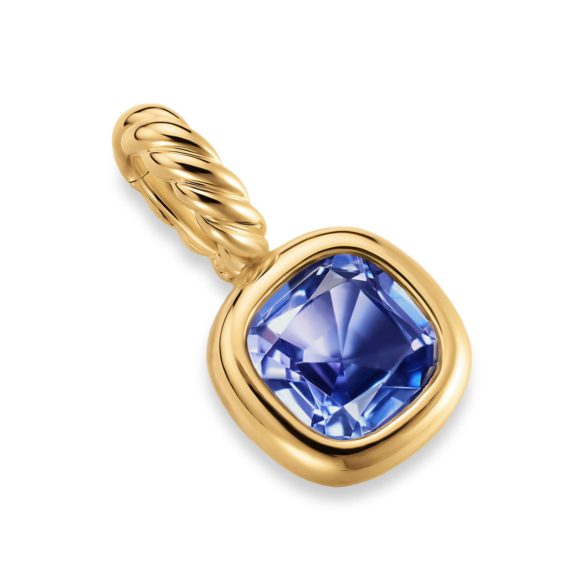 David Yurman Yellow Gold 5.5 mm Mini Cushion Cut Tanzanite Enhancer