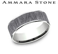 Ammara Stone White Gold and Gray Tantalum Fabric Flow Center Wedding Band