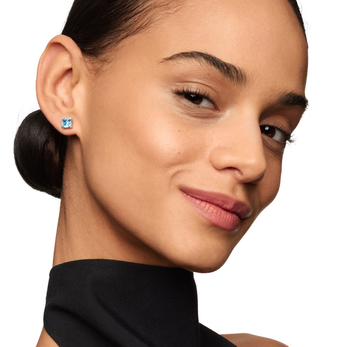 David Yurman Silver Blue Topaz Chatelaine Stud Earrings