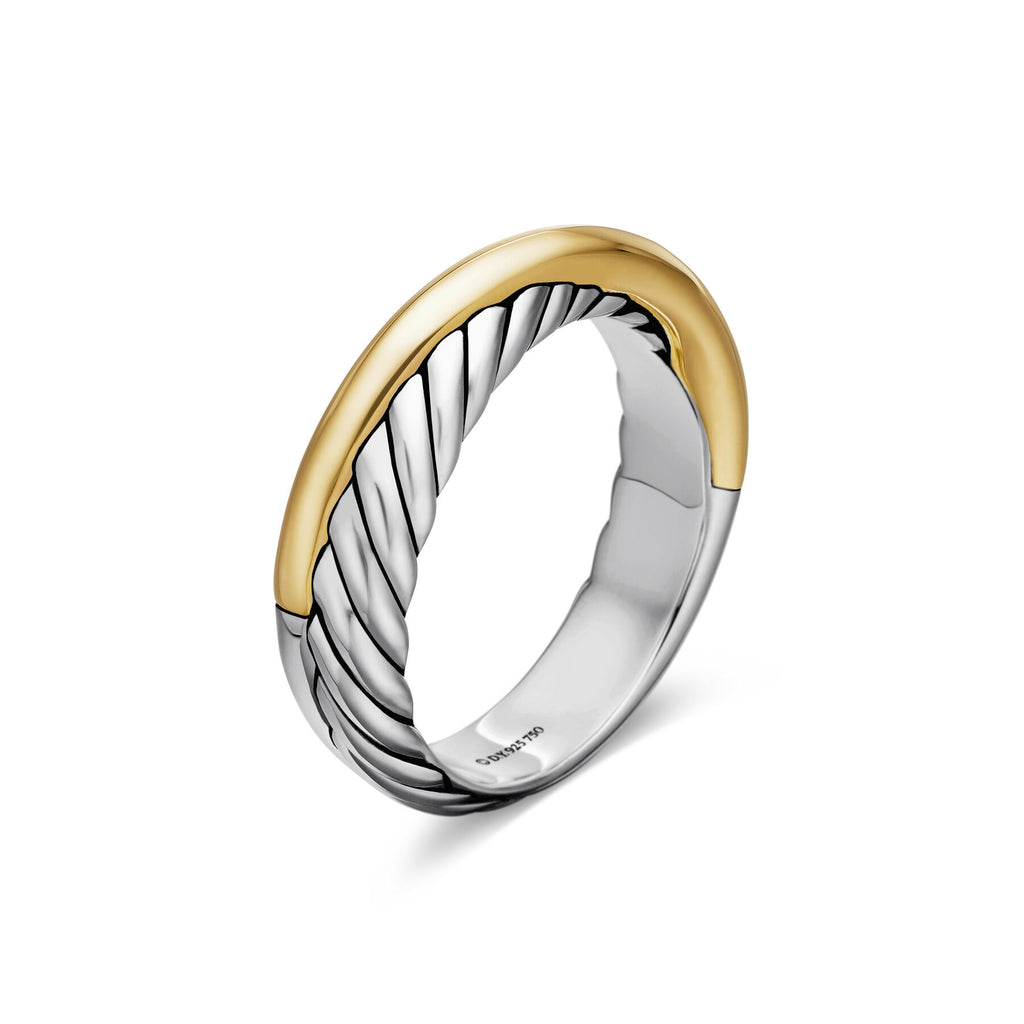 David Yurman Sterling Silver and Yellow Gold Crossover Narrow Ring