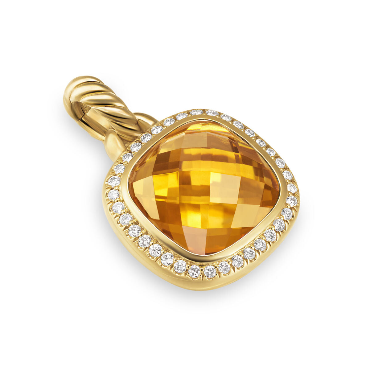 David Yurman Yellow Gold Albion Citrine Enhancer with Diamonds