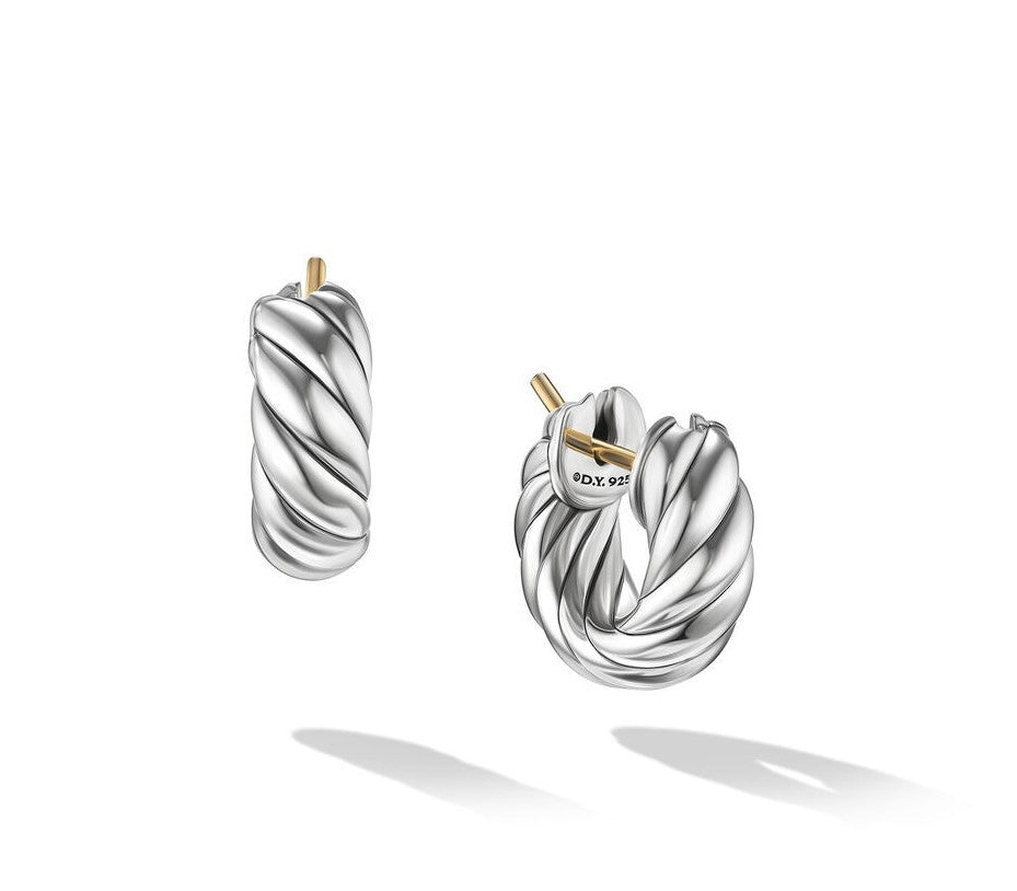 David Yurman Sterling Silver Sculpted Cable .5" Hoop Earrings