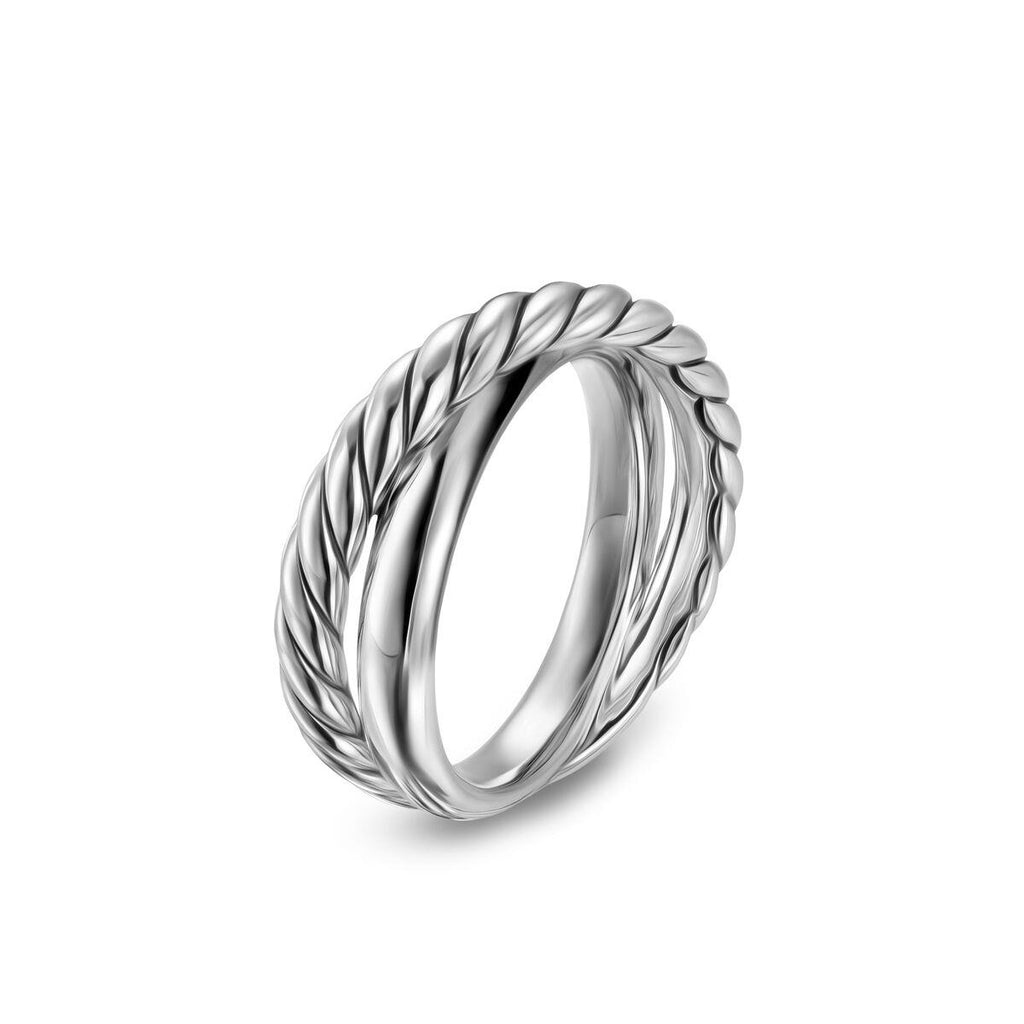 David Yurman Sterling Silver 7.5 mm Bold Crossover 2-Row Ring