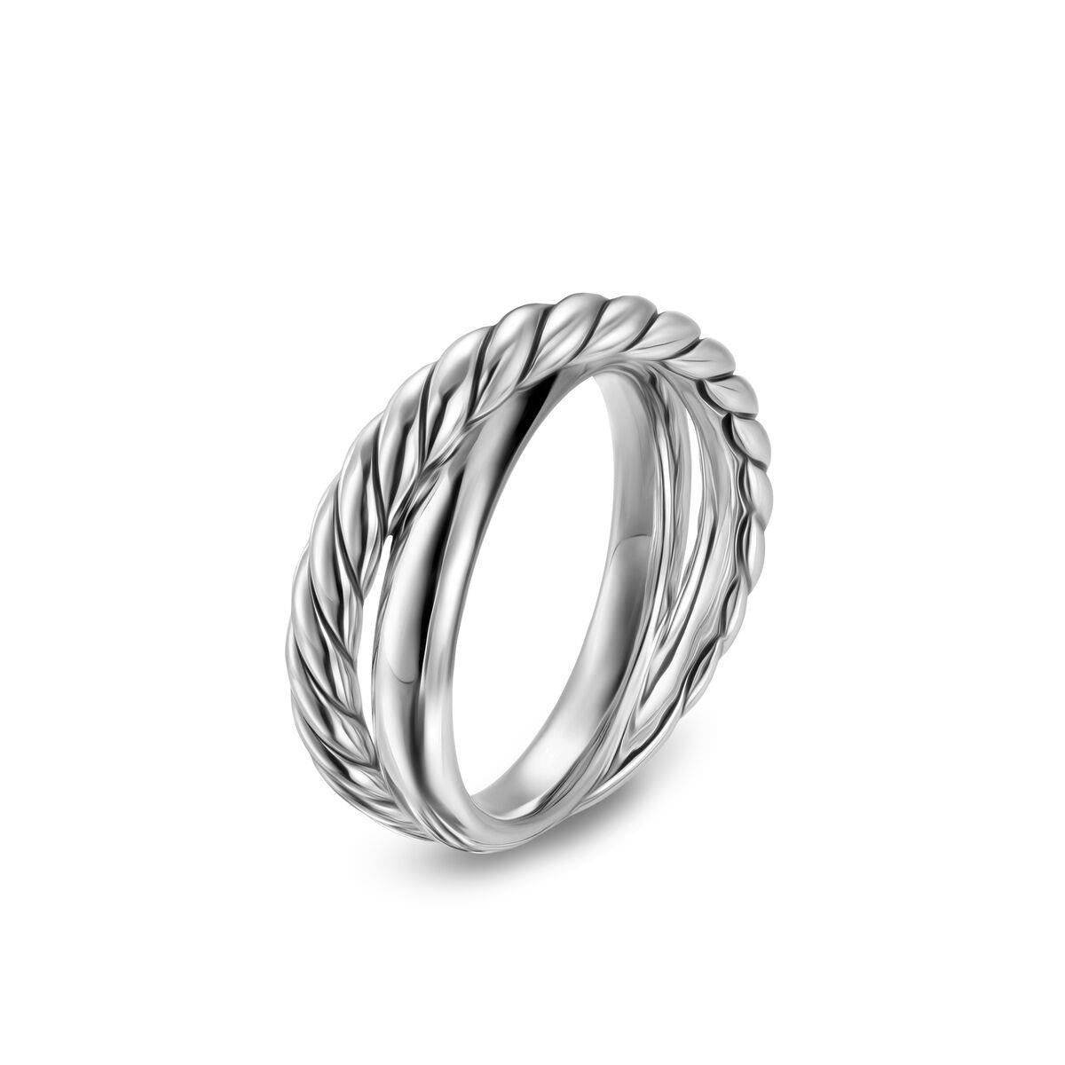 David Yurman Sterling Silver 7.5 mm Bold Crossover 2-Row Ring