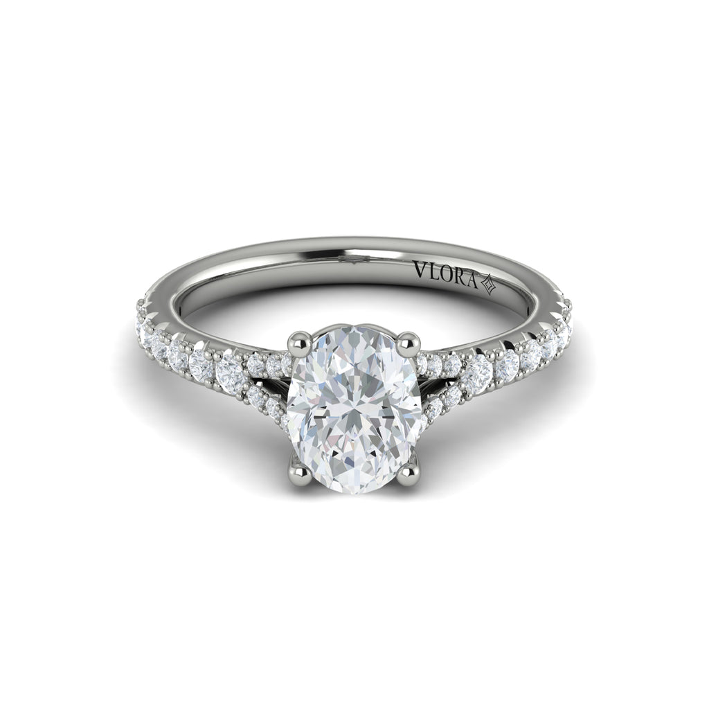 Vlora Diamond Split Shank Cathedral Engagement Ring