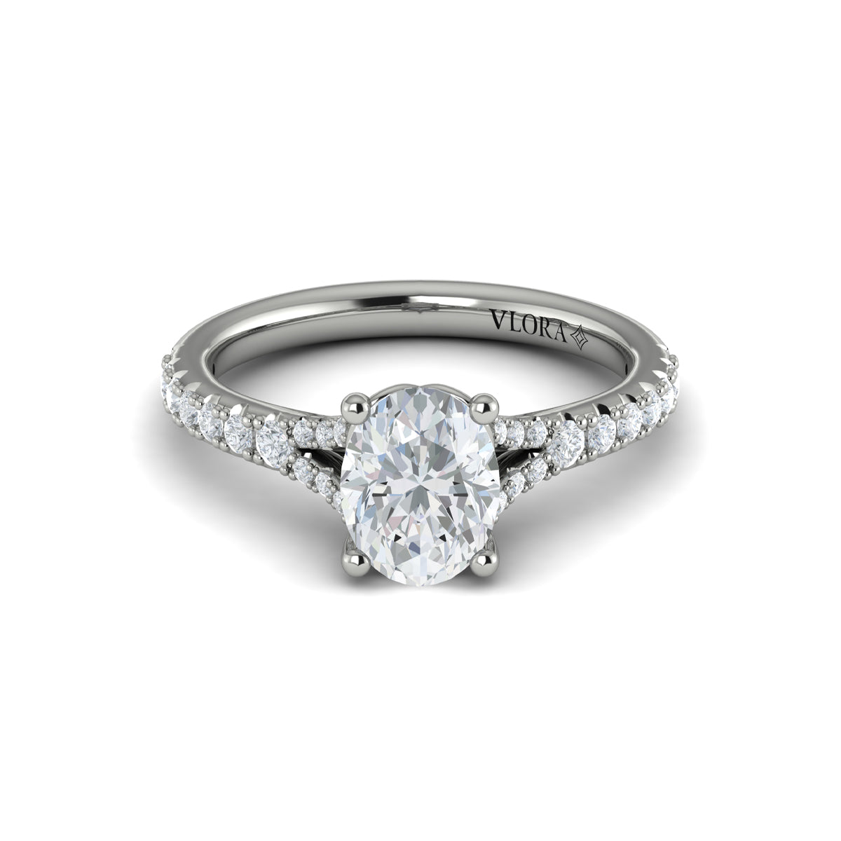 Vlora Diamond Split Shank Cathedral Engagement Ring