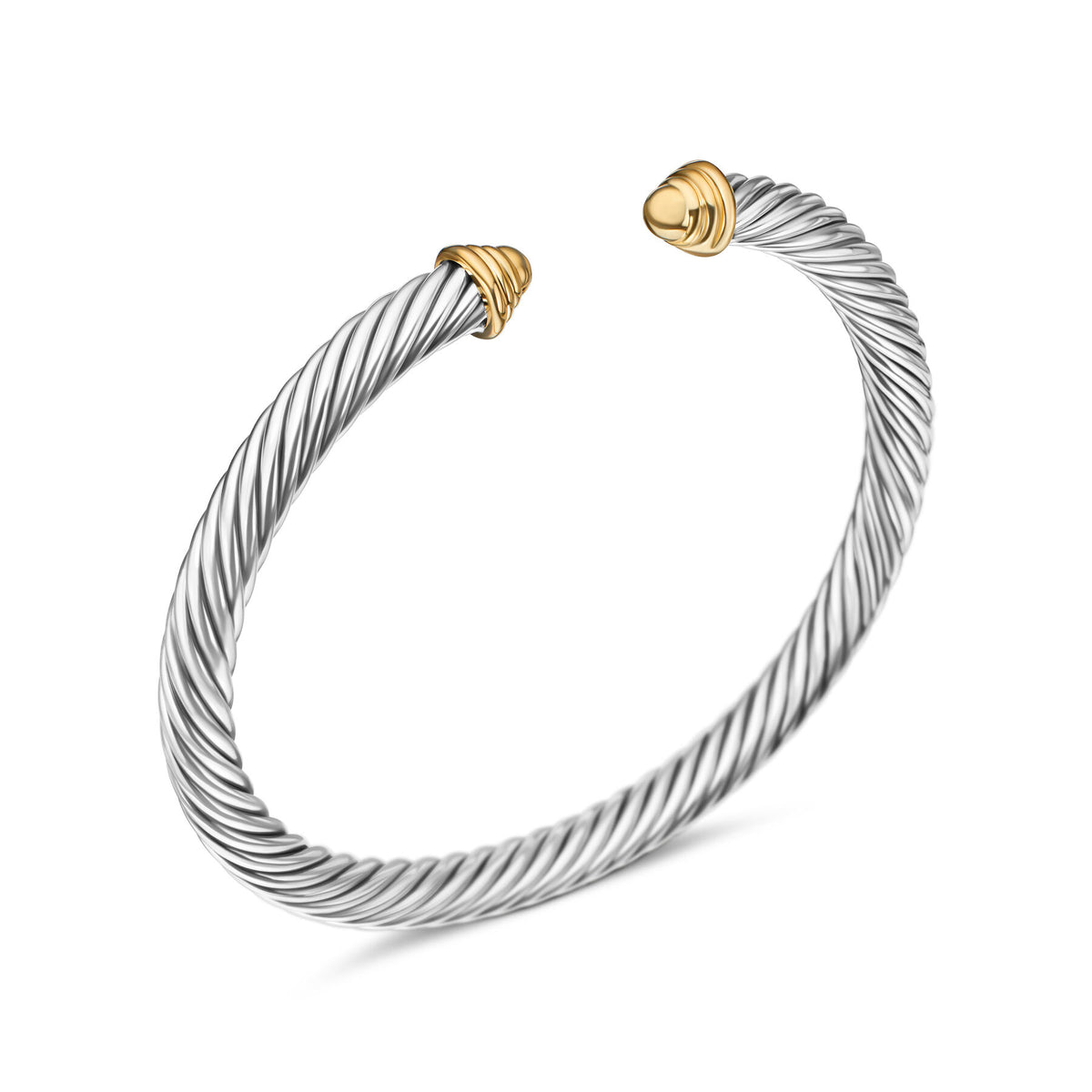 David Yurman Sterling Silver and Yellow Gold Gold Dome Classic Cable Bracelet