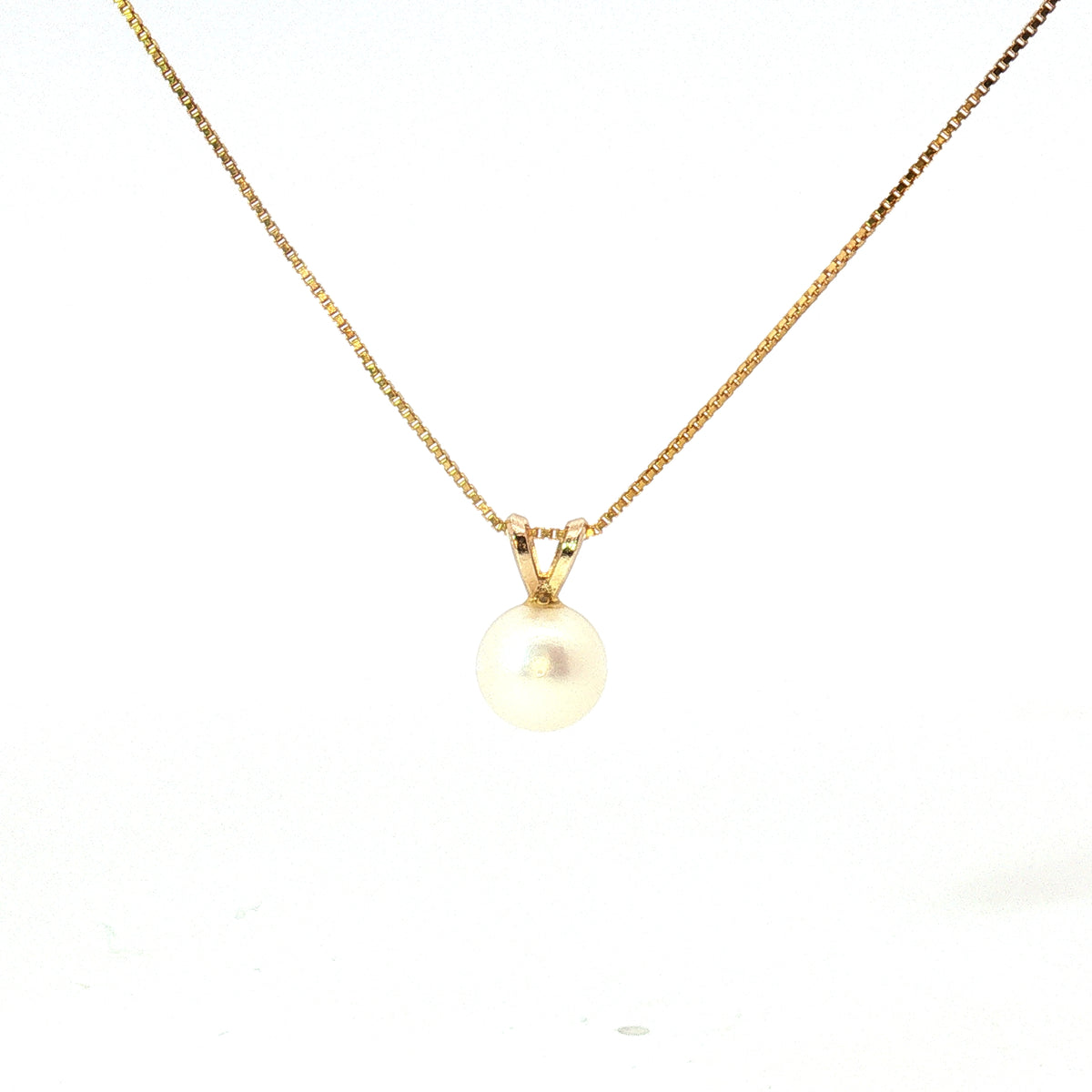 Estate Yellow Gold Akoya Pearl Necklace