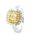 White Gold White and Yellow Diamond Mosaic Engagement Ring