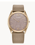Citizen 38.4 mm Rose Gold Tone Stainless Steel and Leather Suratto Pink Dial Eco-Drive Watch