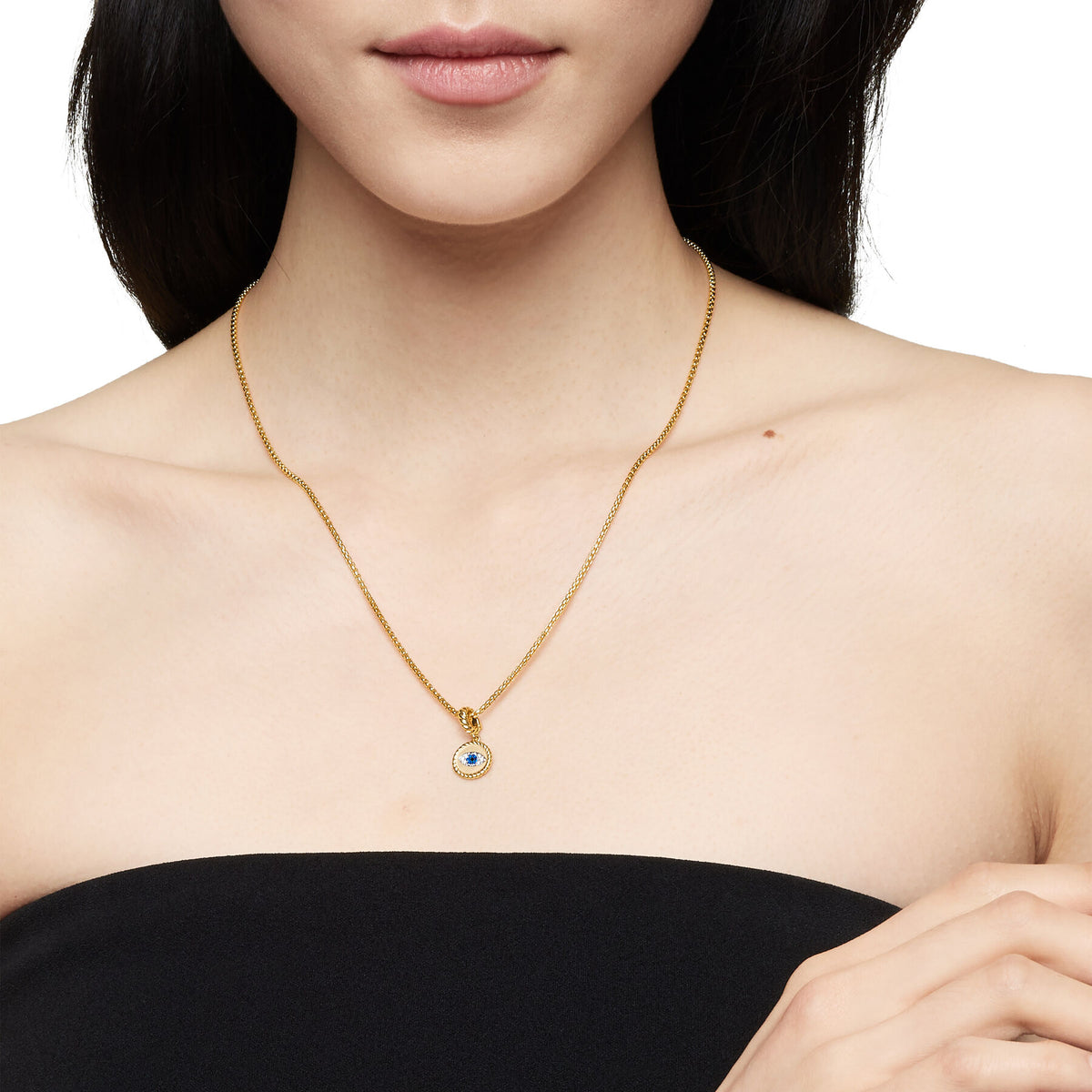 David Yurman Gold Evil Eye Sapphire and Diamond Charm