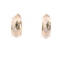 Yellow Gold Bezel Marquise Diamond Wide Huggie Hoop Earrings