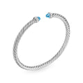 David Yurman Sterling Silver Cable Flex Blue Topaz Bracelet with Diamonds