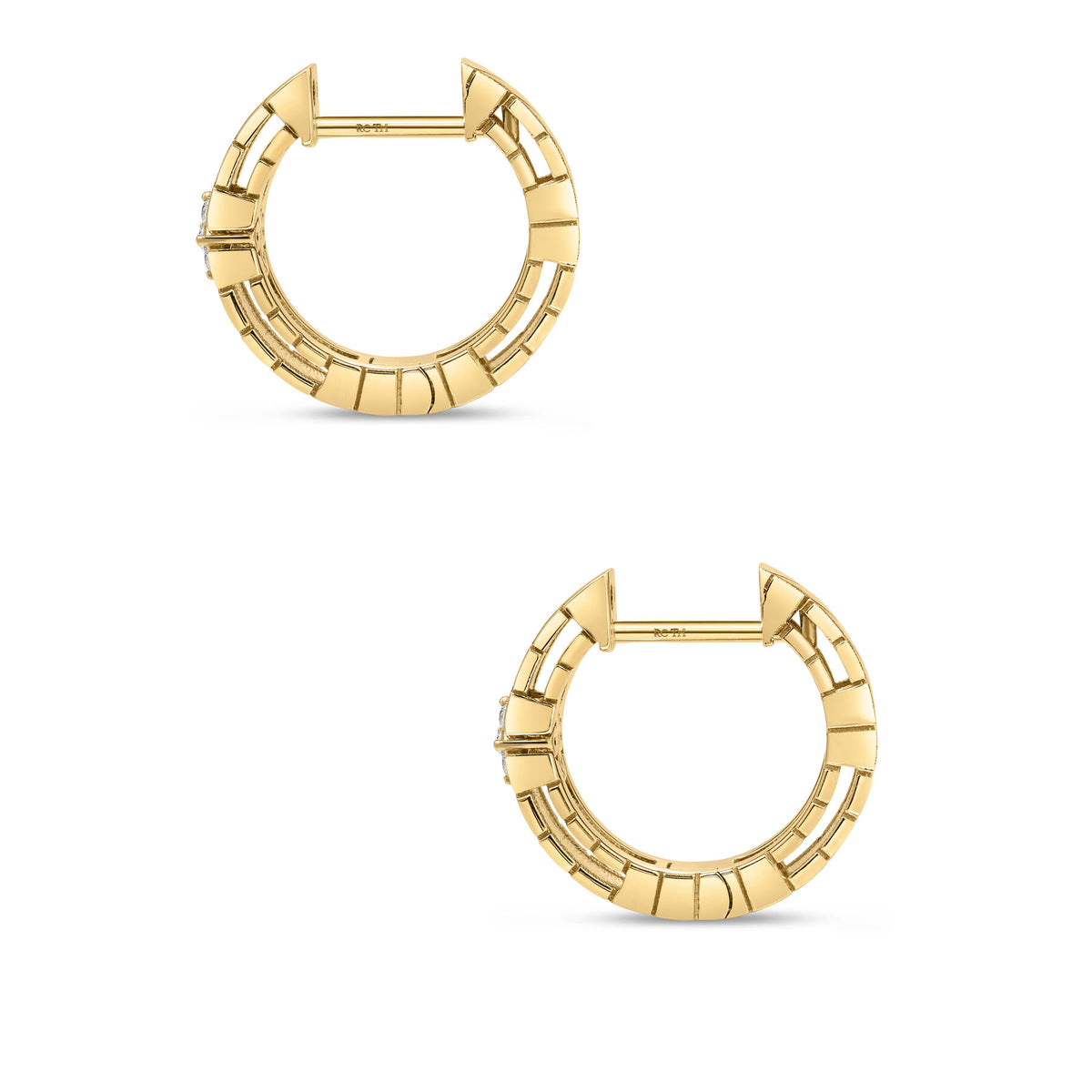 Roberto Coin Yellow Gold Love in Verona Diamond Hoop Earrings