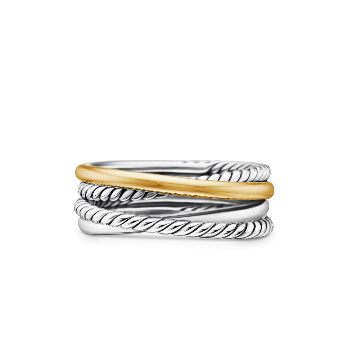 David Yurman Silver and Yellow Gold Small Crossover Ring